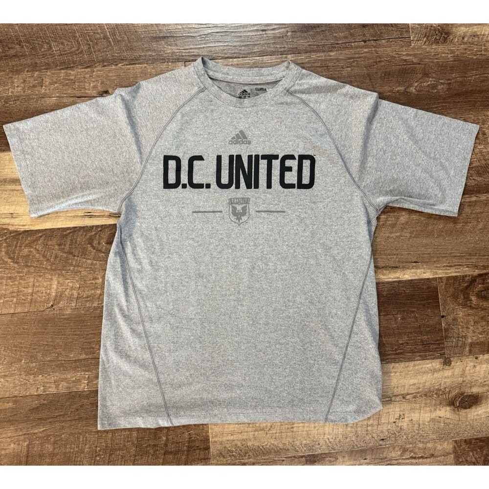 Adidas Climalite DC United Shirt Mens Size S Small Gray Heathered MLS Soccer
